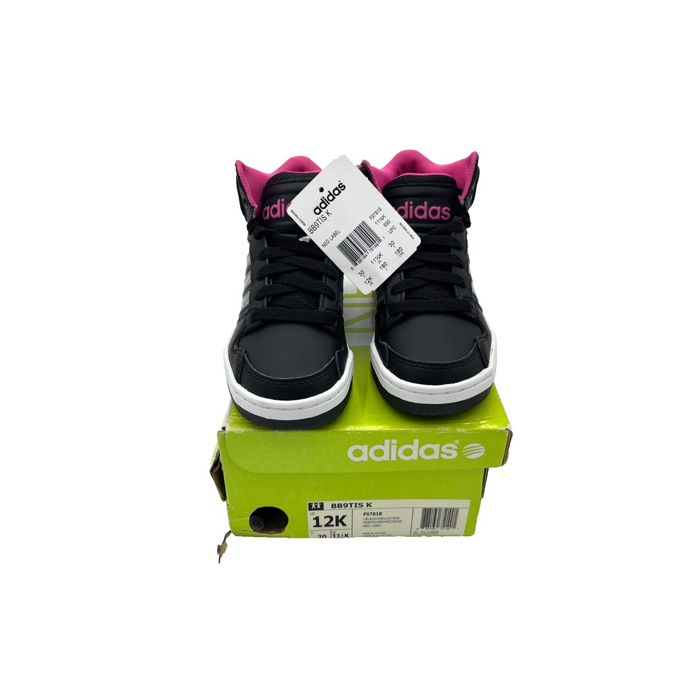 Adidas Neo Kids High Top Sneakers Size 12K Style BB9TIS K Black Gray‎ Pink White